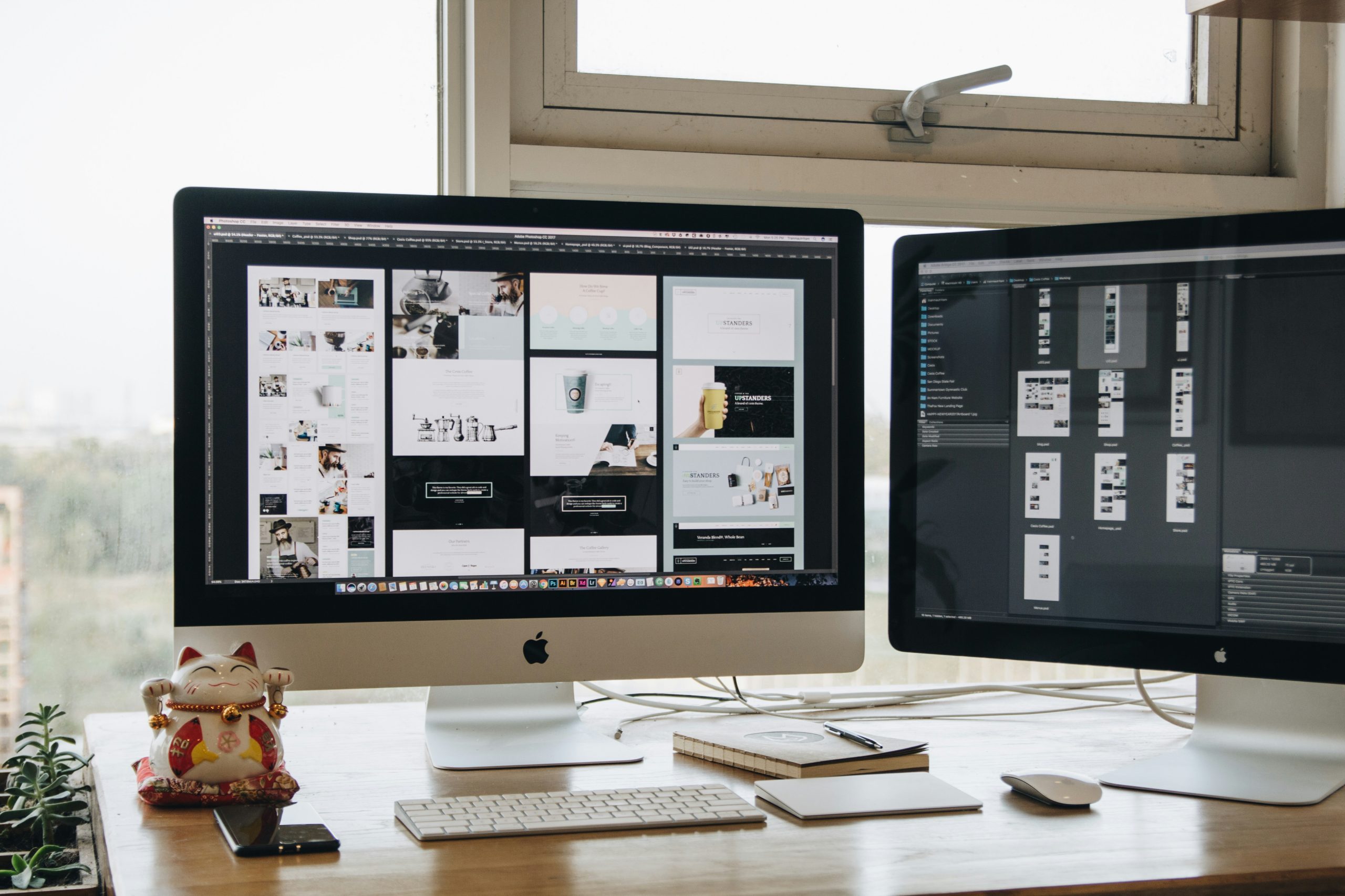 Desktop computer in a digital design workspace