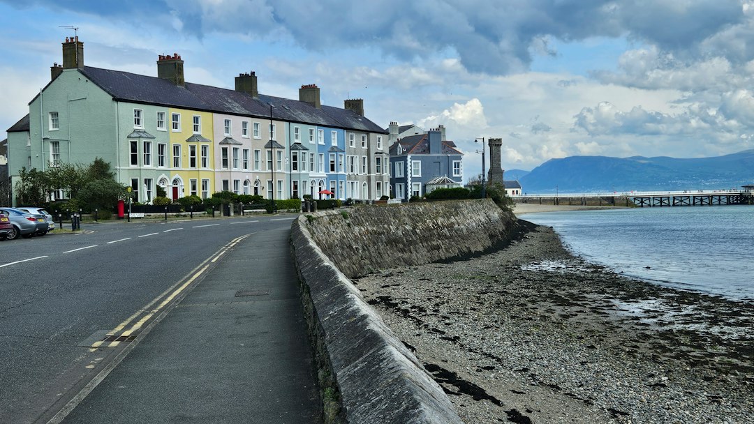 Coastal town and seafront landscape in North Wales