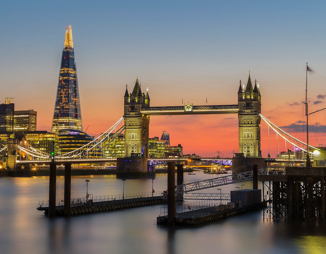 Tower Bridge over the Thames at sunset